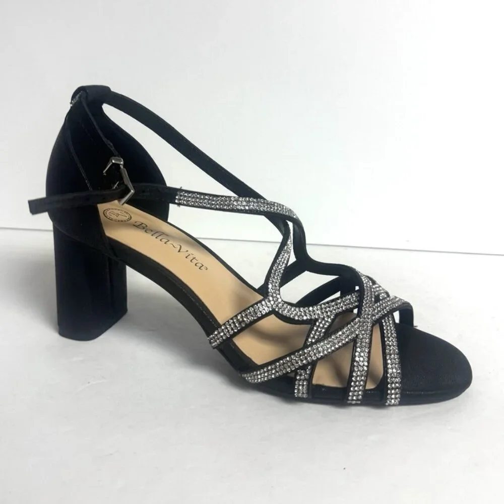 Bella Vita Women’s Aliette Sandal Black Metallic Size 8 M